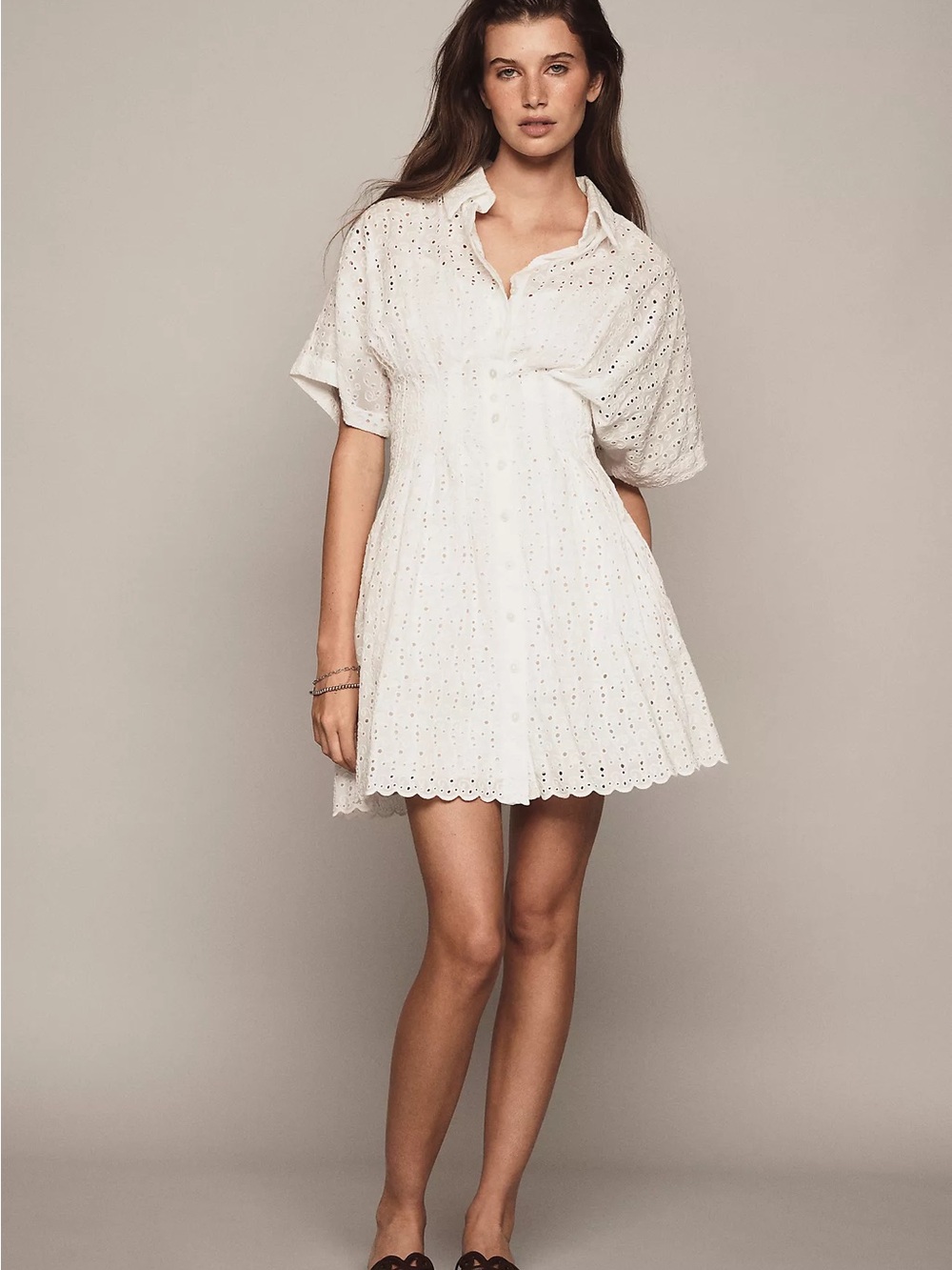 Tobie Eyelet Mini Shirtdress by Exquise